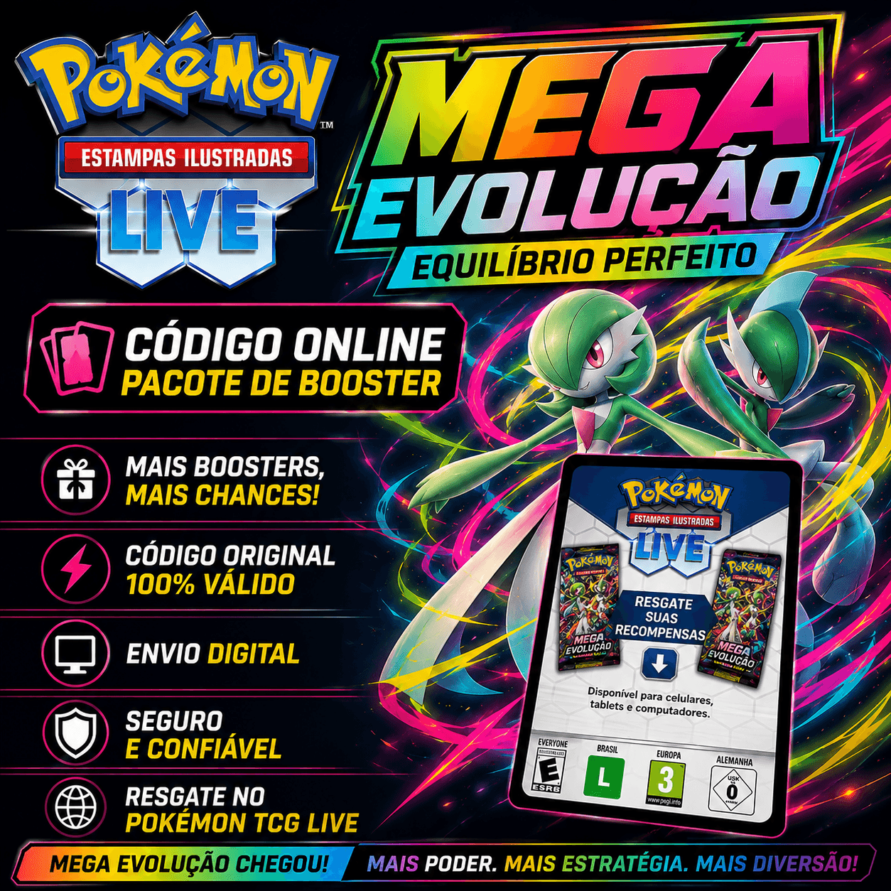 Código avulso Pacote de booster digital de MegaEvolução - Equilíbrio Perfeito