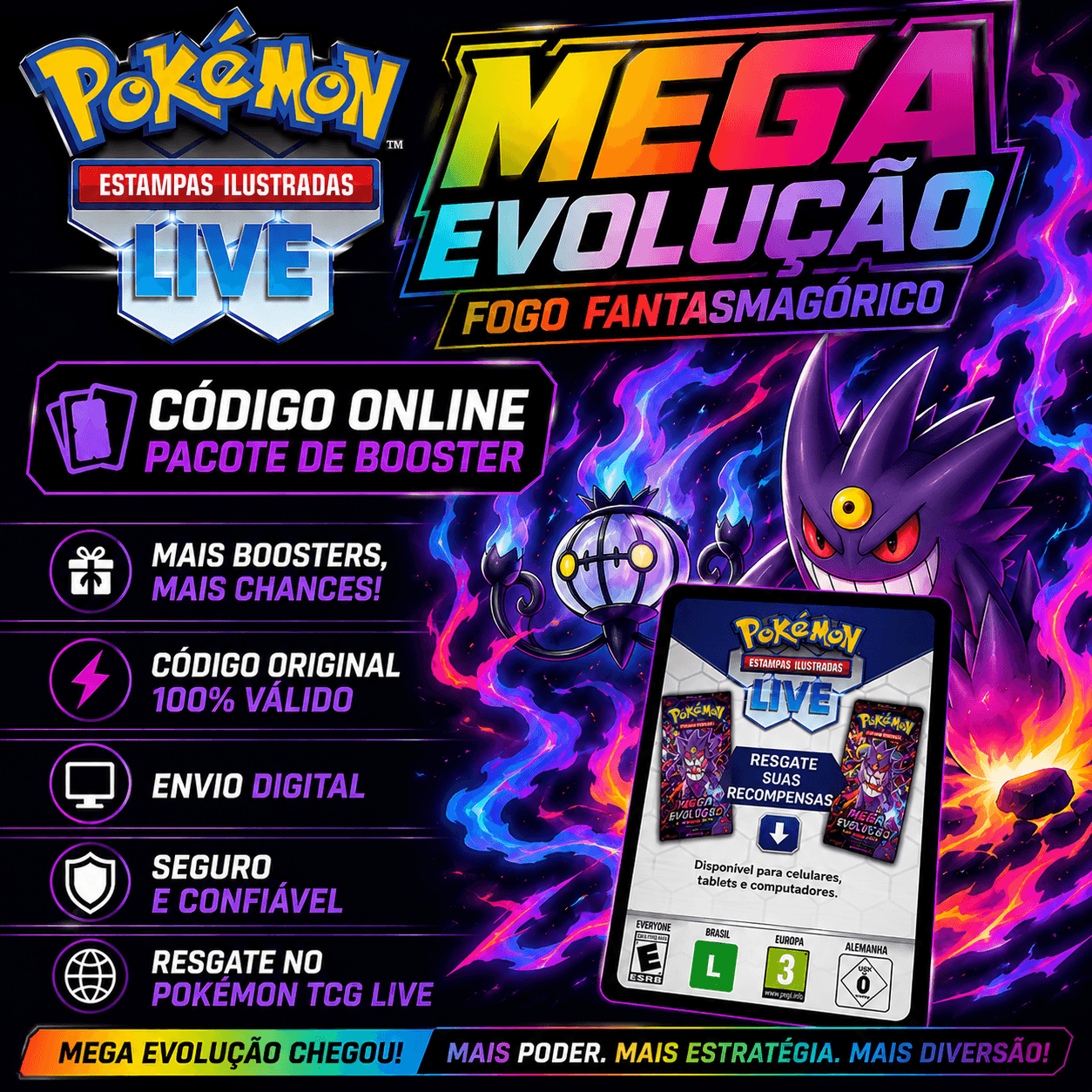 Código avulso Pacote de Booster Digital de Megaevolução - Fogo Fantasmagórico